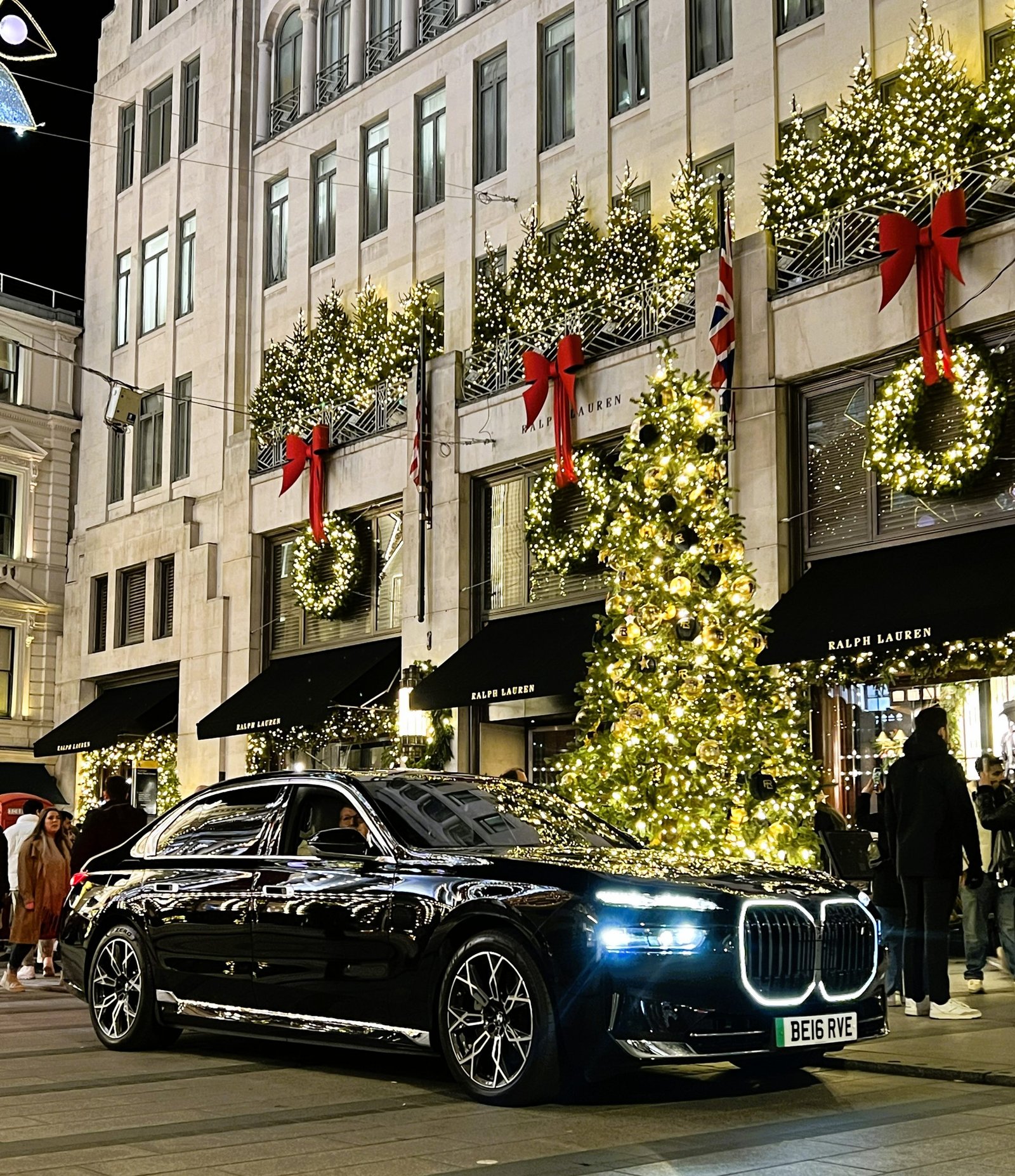 Luxury chauffeur car in London at night