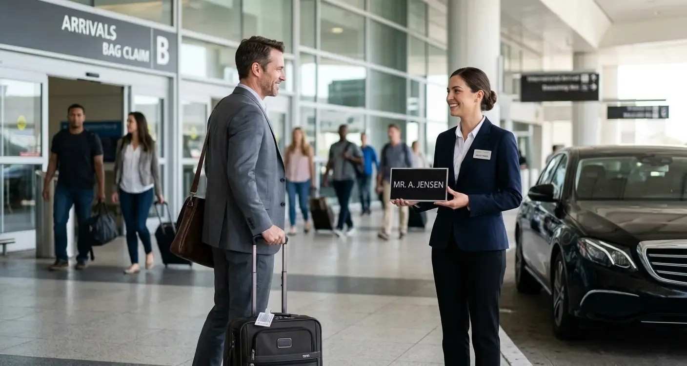 Chauffeur loading luggage for business client at airport