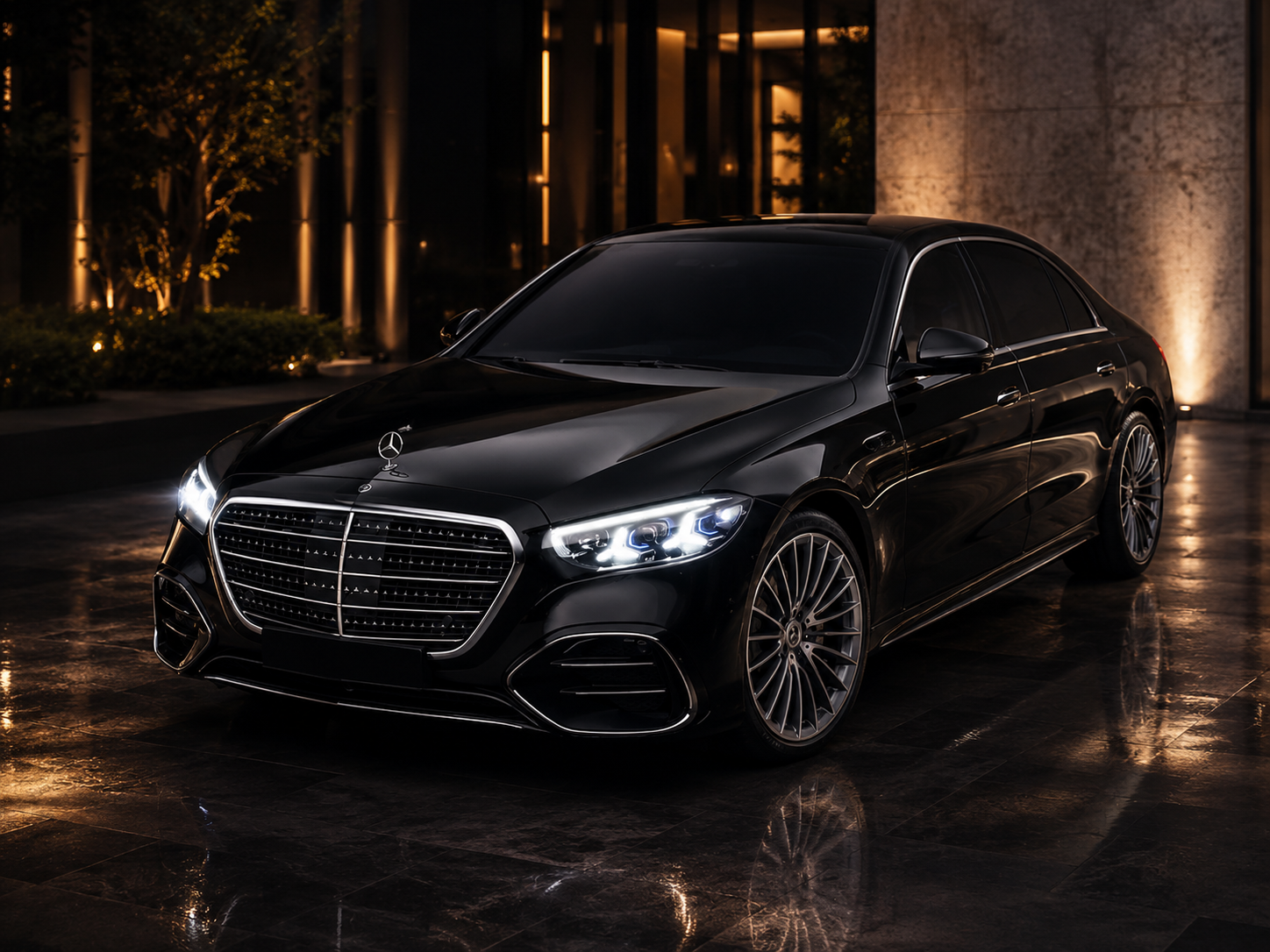 Mercedes-Benz S-Class front left exterior Black Fleet London First Class