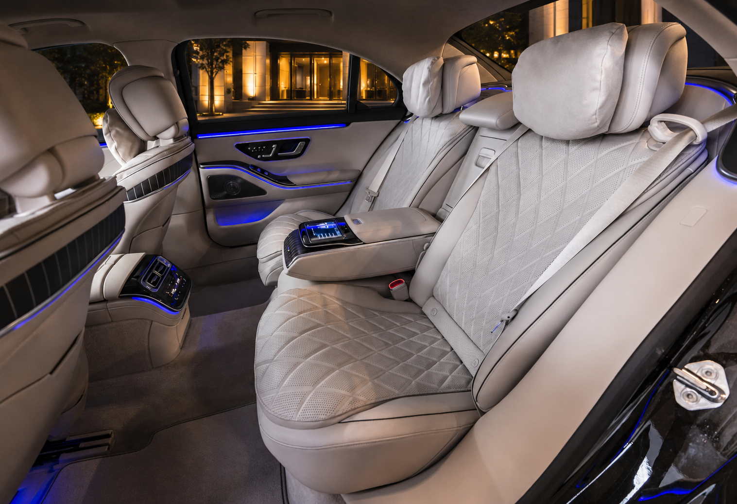 Mercedes-Benz S-Class rear passenger interior Black Fleet London First Class chauffeur service