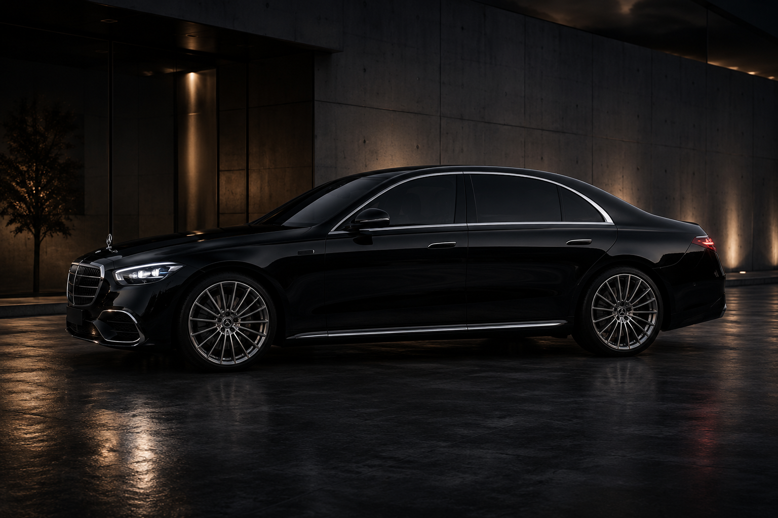 Mercedes-Benz S-Class side profile Black Fleet London First Class