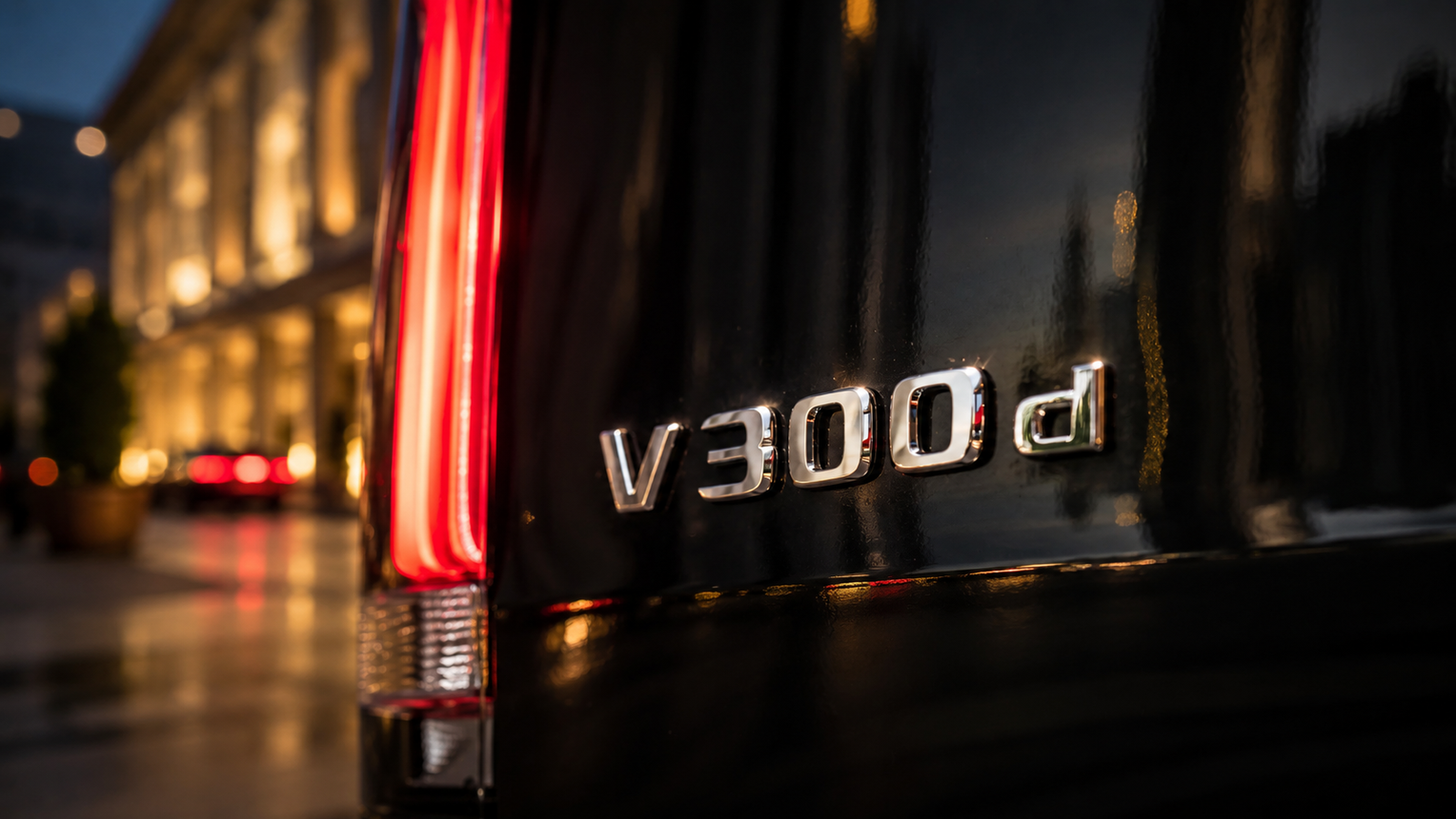 Mercedes-Benz V-Class rear badge detail Black Fleet London