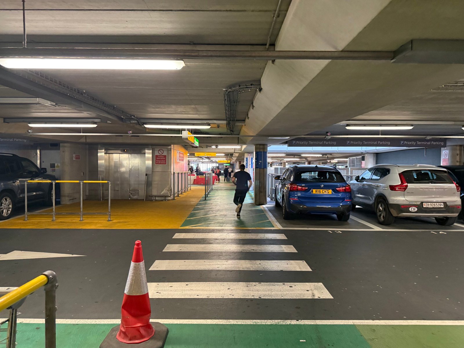 View from Heathrow Terminal 2 arrivals towards Level 1 Terminal Parking